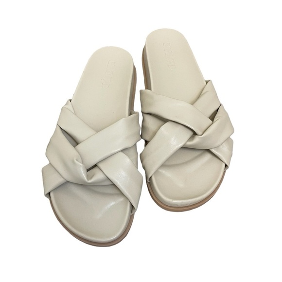 Anthropologie Silent D Cream Helena Slip On Flat Strap Sandals Size 40/9-9.5 - Picture 2 of 9